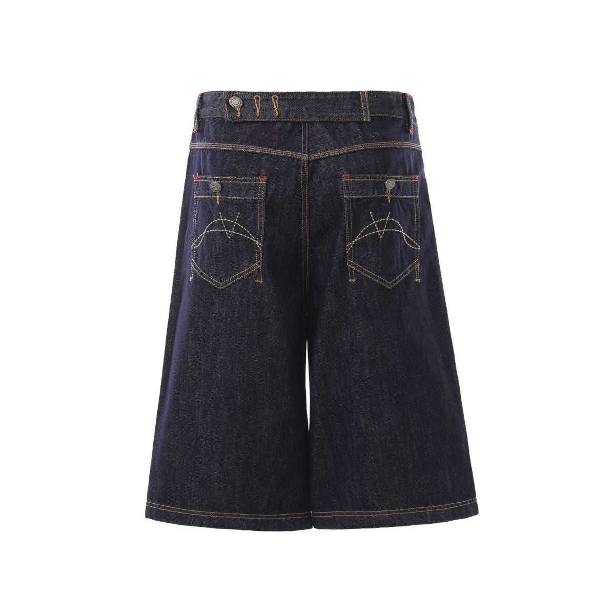 Deconstructed Embroidered Raw Denim Bermuda Shorts
