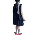 Loose-Fit Pleated Denim Mini Dress