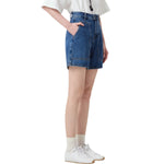 High-Rise Wide-Leg Denim Shorts