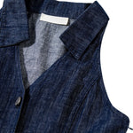 Denim Sleeveless Button-Front Pleated Dress