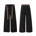 Washed Stripe Plaid Belt Relaxed Pants
