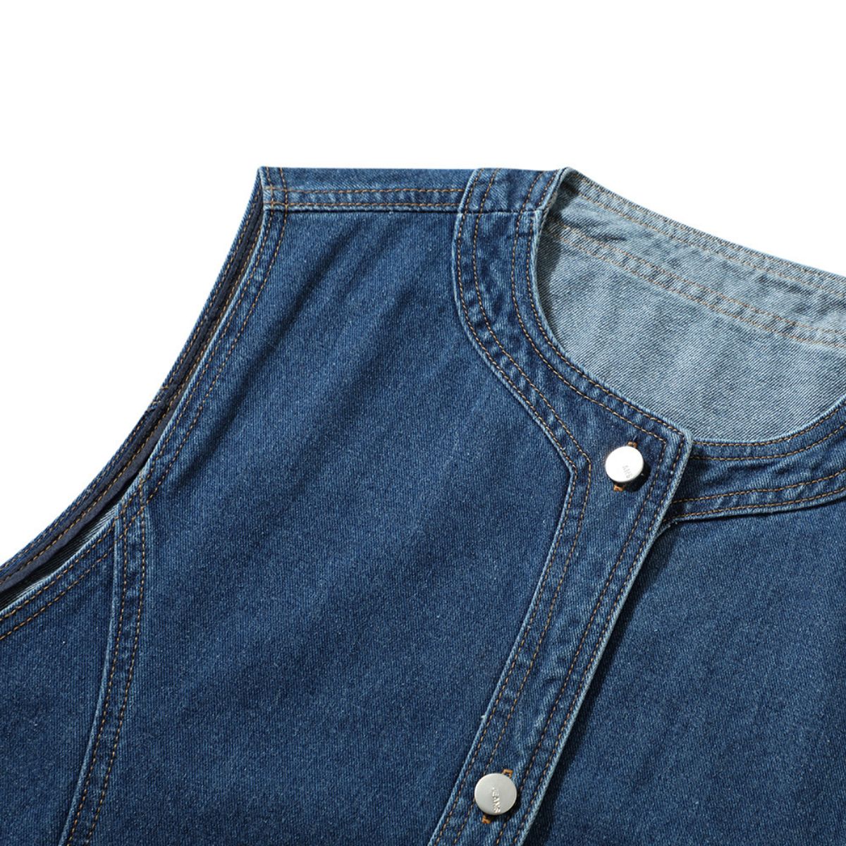 Button-Front Boxy Denim Vest