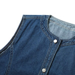 Button-Front Boxy Denim Vest