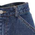 Tapered Front-Slit Denim Midi Skirt