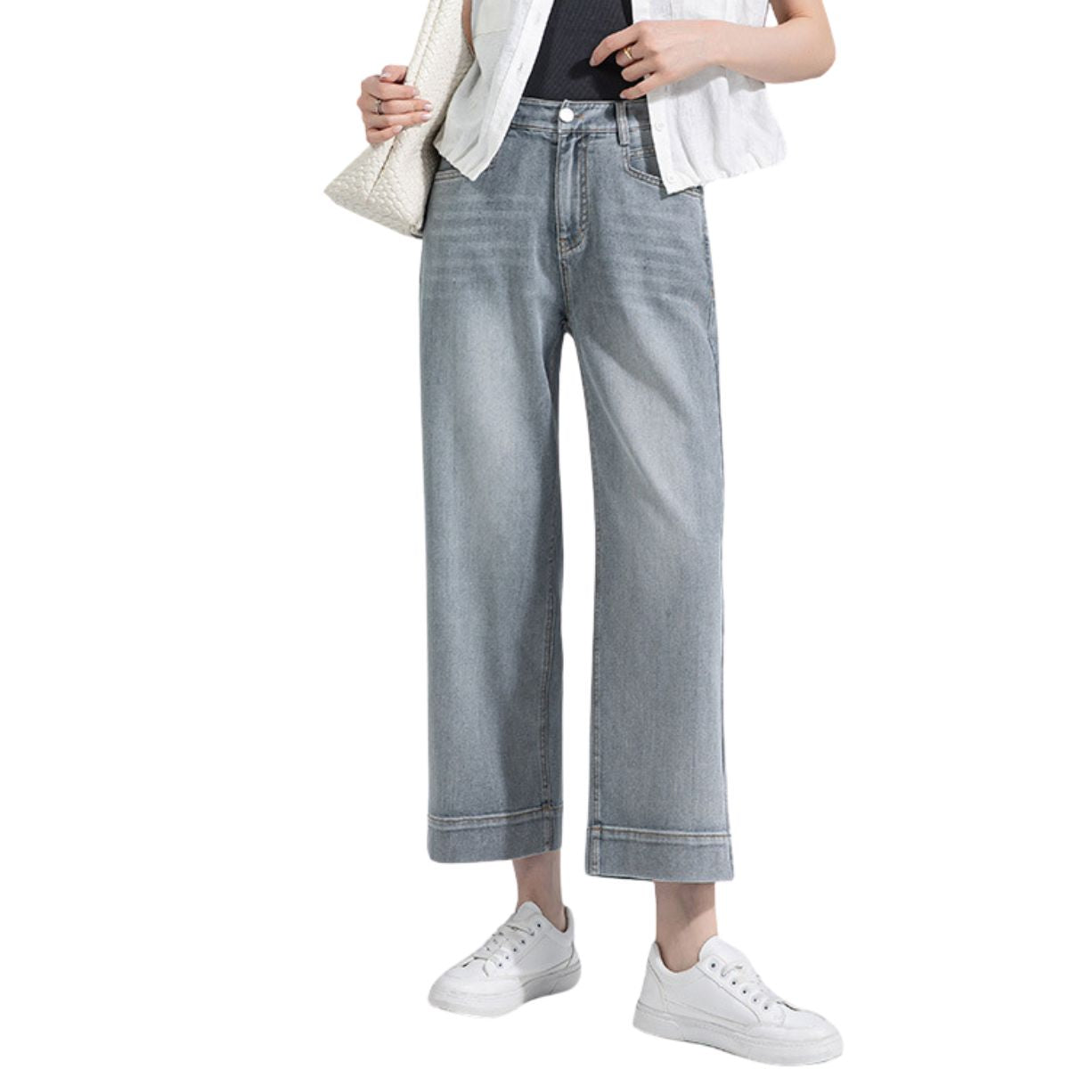 Risen Jeans Straight-Leg Washed Ankle Jeans