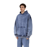 Knit Denim Kangaroo Pocket Hoodie