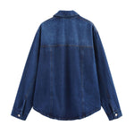 Women's Blue Washed Loose Denim Shirt