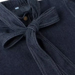 Stand-up Collar Bow Denim Blouse
