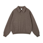 Quiet Luxury Melange Half-Placket Polo Sweatshirt