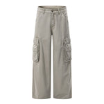 Washed Cargo Pants With Pocket‑in‑Pocket Structure