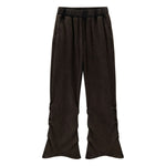 Vintage Washed Ruched Flared Casual Pants