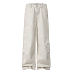 Vintage Striped Corduroy Patchwork Multi-Pocket Relaxed Wide-Leg Cargo Pants