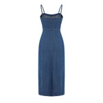 Falda vaquera con bordado de perlas y lavado vintage