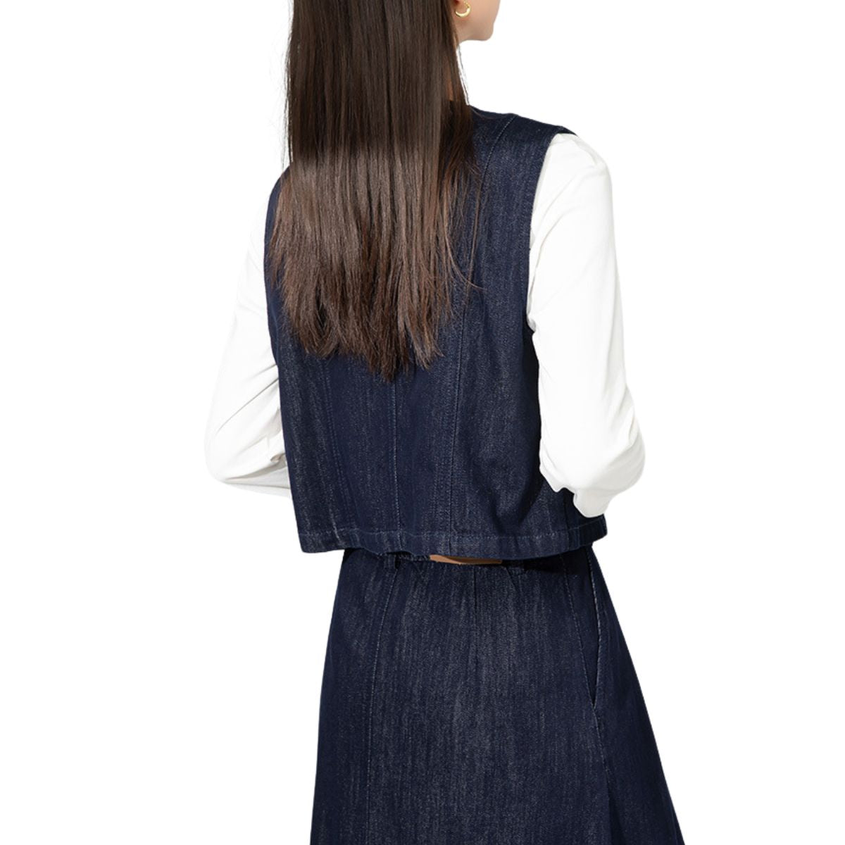 Women's Boxy Cropped Denim Vest