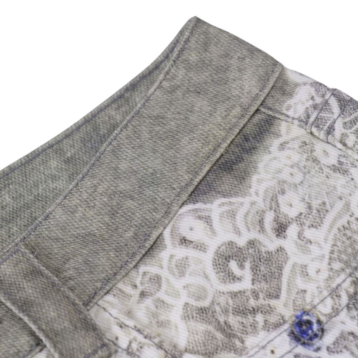 Smoke Rise Lace Print Straight Leg Ripped Jeans