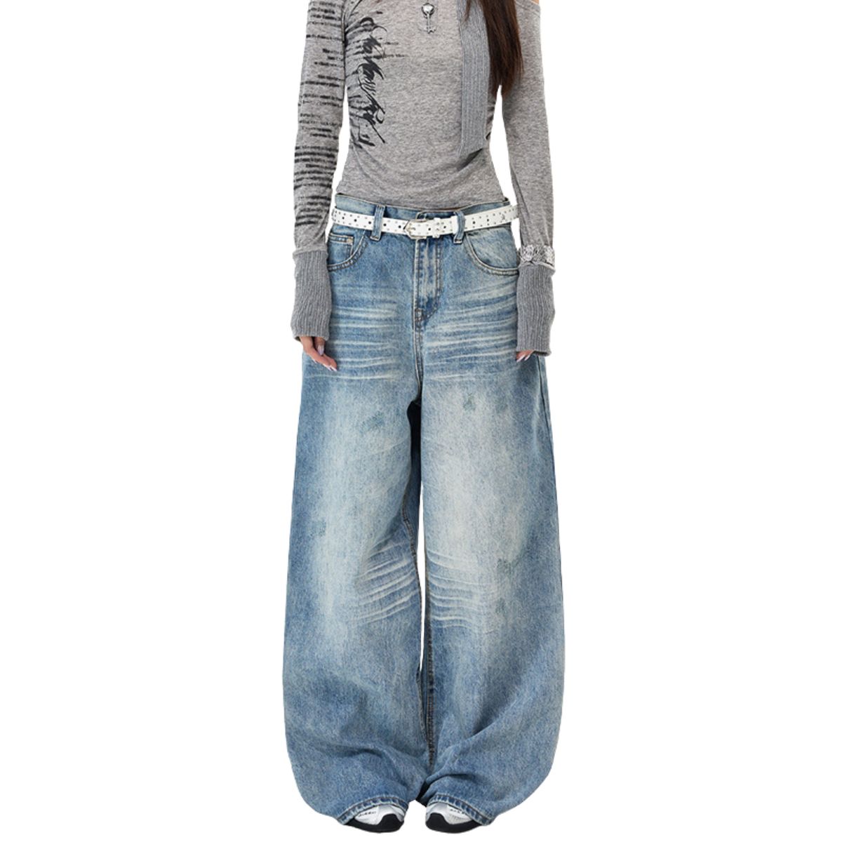 Vintage Faded Wide Leg Jeans