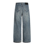 Men's Punk Vintage Washed Loose Wide-Leg Straight Jeans