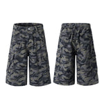 Camo Utility High Waist Loose Fit Bermuda Shorts
