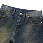 Vintage Washed Dirty Yellow Mud Wide Leg Jeans
