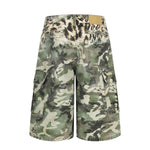 Camo Leopard Print Multi-Pocket Cargo Bermuda Shorts