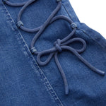 Strapless Lace-Up Side Denim Dress