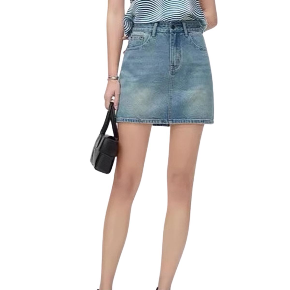 Women's Distressed Denim Mini Skirt