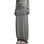 High Waist Ruched Knit Maxi Skirt