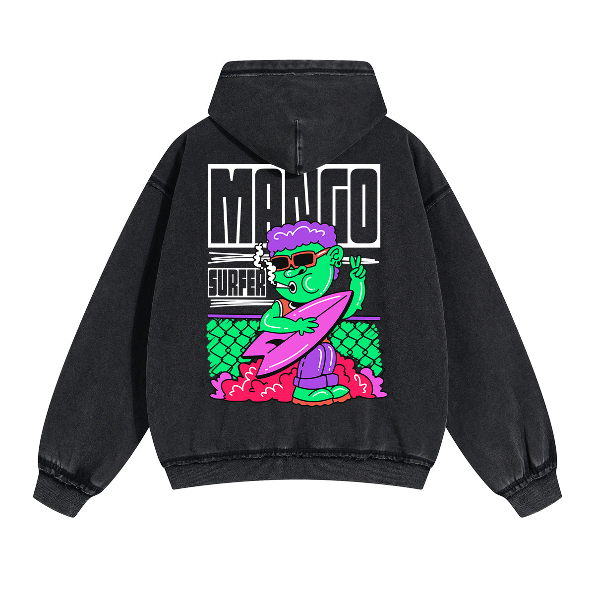 Surfer Graffiti Cartoon Double Slider Zip Hoodie-INNBLAC Fashion Apparel