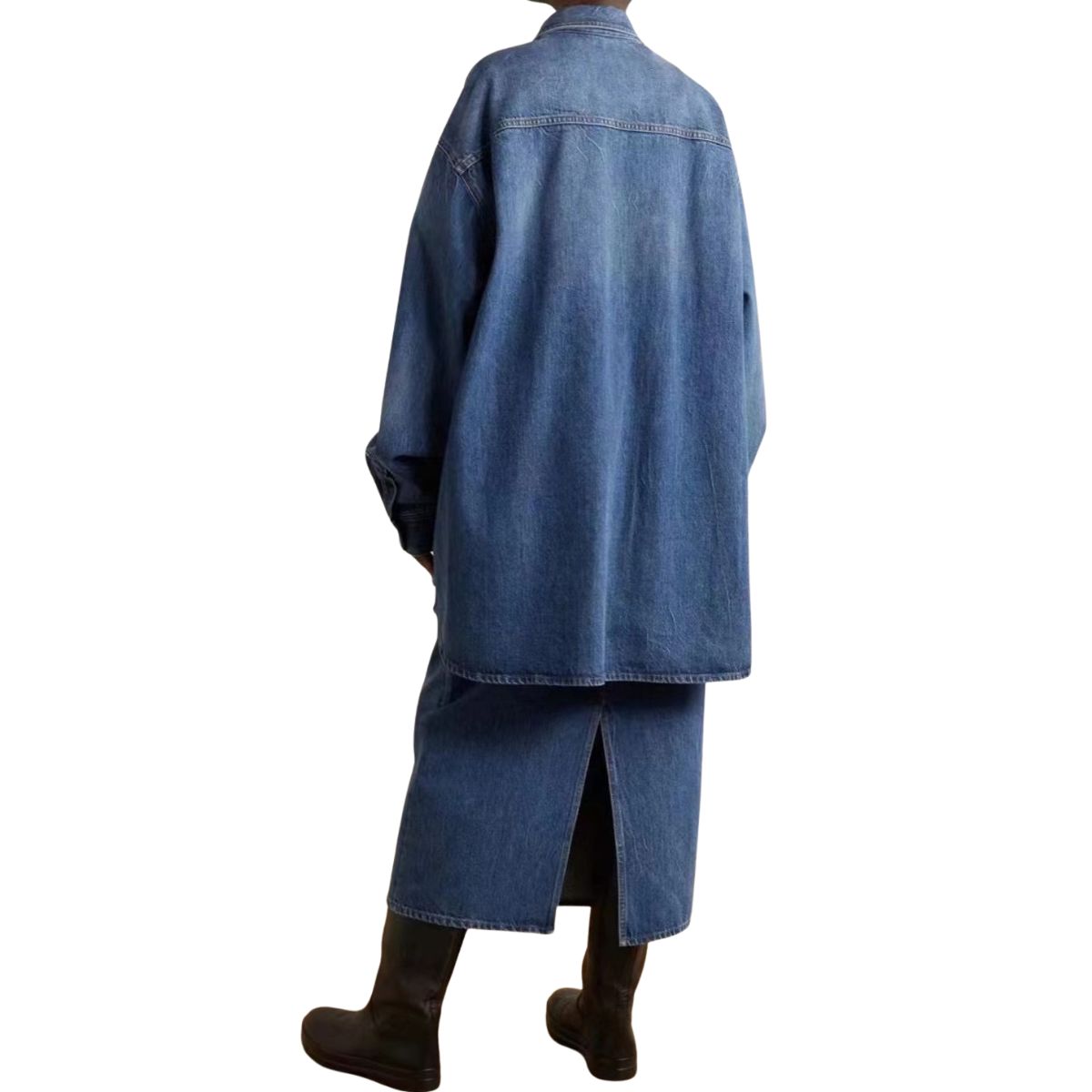 Oversized Ombré Washed Denim Jacket