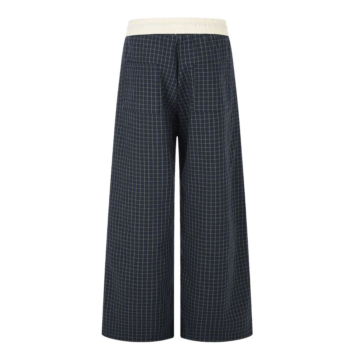 Vintage Plaid Panel Wide-Leg Trousers