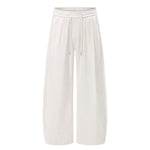 Solid Tint Linen-Blend Barrel Pants
