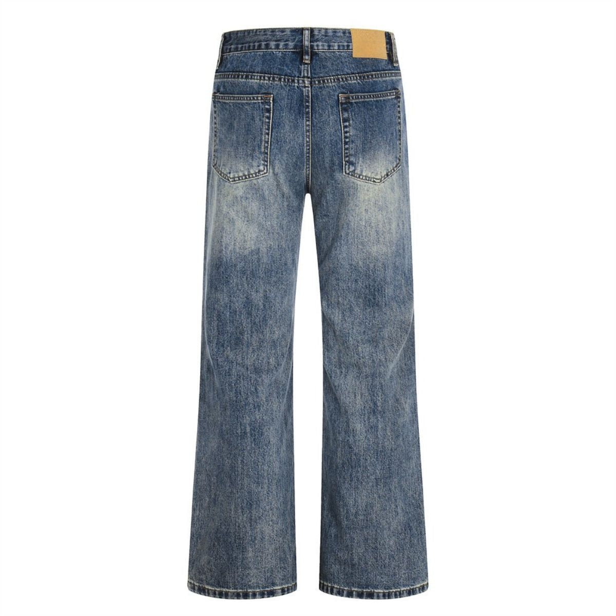 Men's Mid-Rise Straight-Leg Washed Denim Pants �Vintage Casual