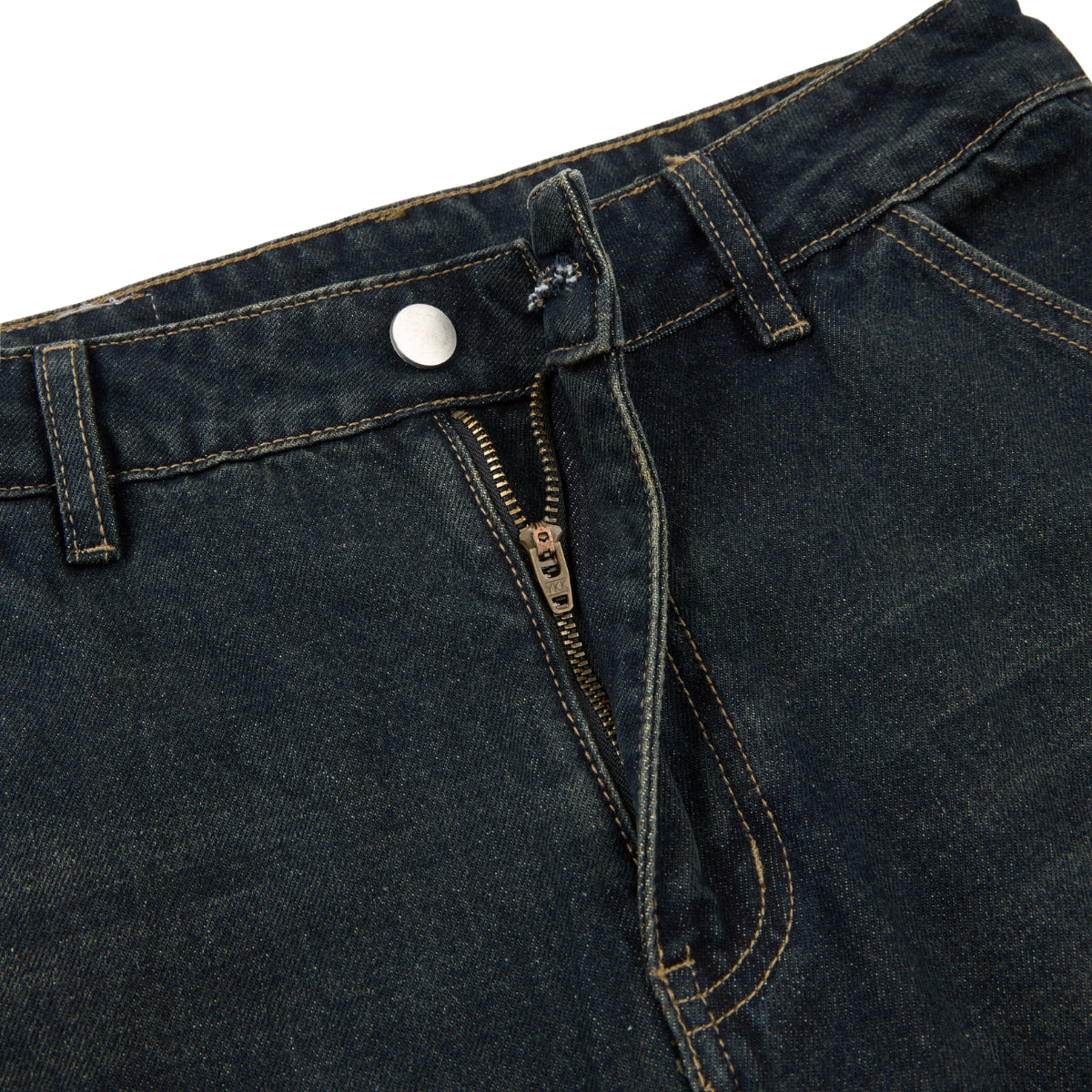 Washed Structured Heavy-Duty Straight-Leg Carpenter Jeans