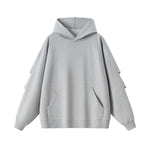 Hooded Terry Sweatshirt With Stacked Ruched Cuffs