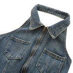 Falda vaquera con bordado de perlas y lavado vintage