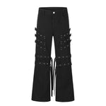 Subculture Strap Design Vibe Dark Micro Flare Denim Jeans