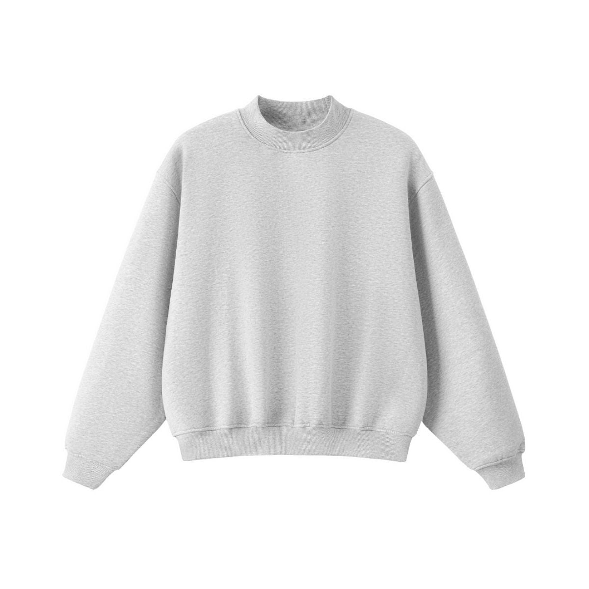 Heavyweight Fleece‑Lined Boxy Mock Neck Old‑Money Sweatshirt