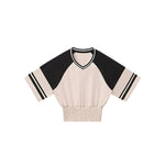 Fitted Color Splice Flare Sleeve Feminine Tee