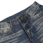 Washed Whiskering Wide Leg Vintage Denim Jeans