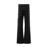 Raw Denim Metal Detail Flare Jeans