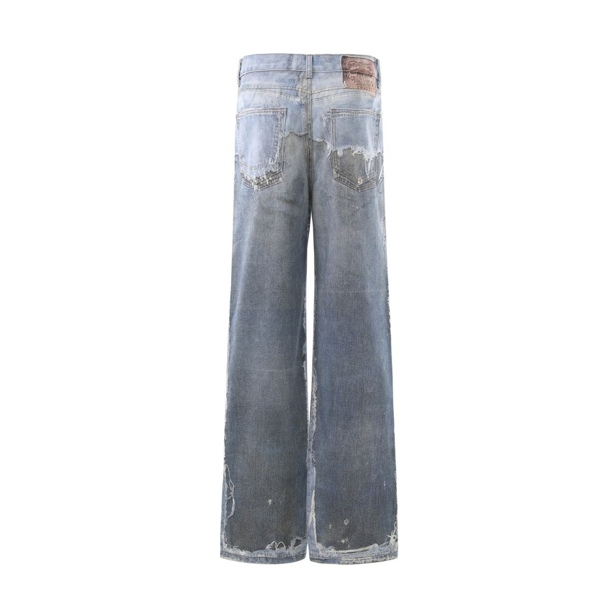 Graphic Printed Distressed Straight Leg Jeans
