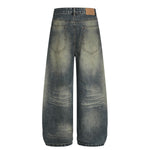 Men's Loose Denim Pants Washed Distressed Vintage Street