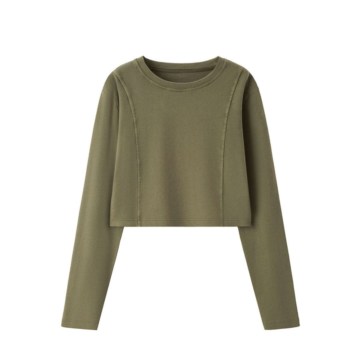 Washed Distressed Kanjha‑Su Seam‑Spliced Crew Neck Sweatshirt