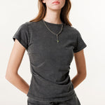 Washed Cotton Pleated Waist Tee 8.55oz