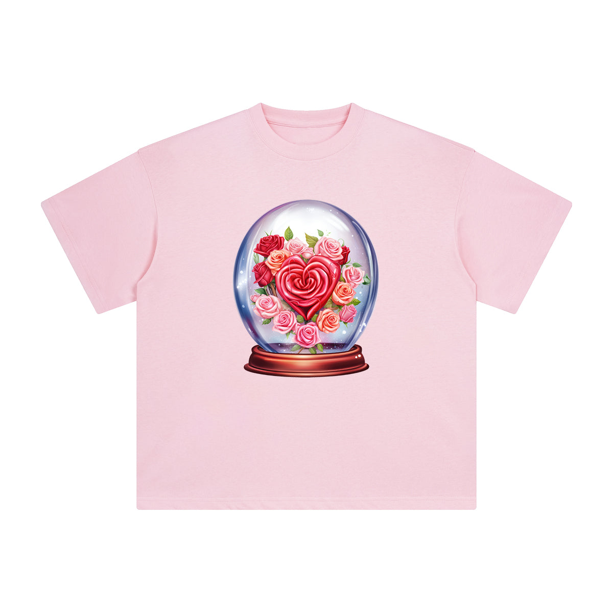 Valentine Roses Globe Graphic Tee-INNBLAC Fashion Apparel