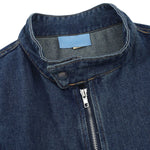 Heavy Industry Retro Zipper Stand Collar Motorcycle Wear Washed Denim Jacket