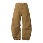 Deconstructed Washed Solid Pleated Panel Multi-Pocket Cargo Pants