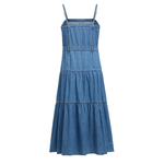 Spaghetti Strap Tiered Denim Midi Dress