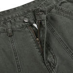 Paint‑Splatter Spliced Dark‑Green Loose Casual Pants