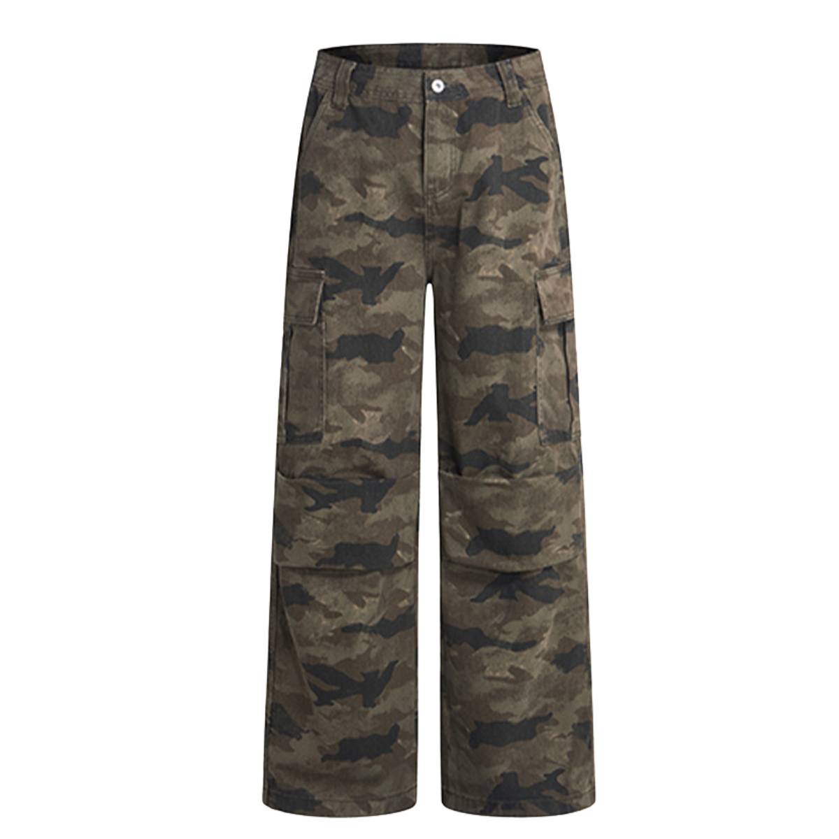 Vintage Camo Heavy Wash Relaxed Cargo Pants